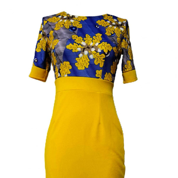 Elegant Office Ladies Midi Dress Sets Slim Leaf Printing High Waist Outfits Wavy Stripes Split Skinny Bodycon Dress Party