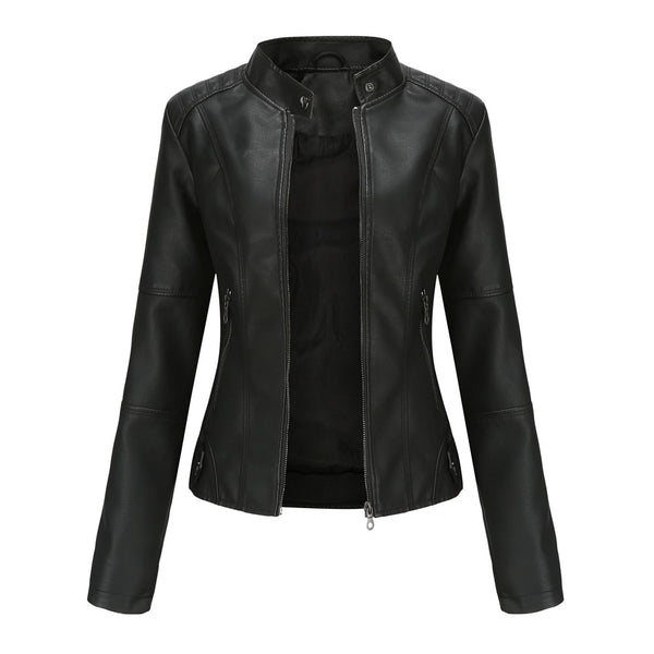 Spring Autumn Faux Leather Jacket Zipper Basic Coat Moto Biker Casual Pu Outwear Fashion Female Jacket