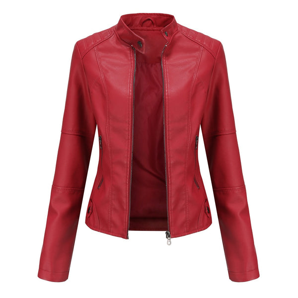 Spring Autumn Faux Leather Jacket Zipper Basic Coat Moto Biker Casual Pu Outwear Fashion Female Jacket