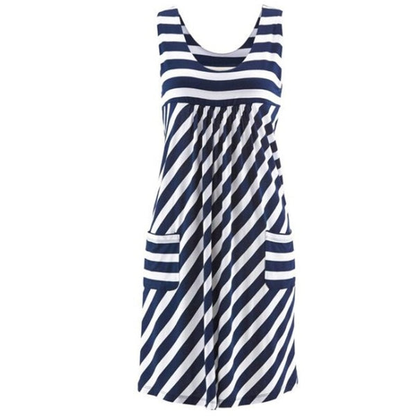 Loose fashion striped dress simple sleeveless