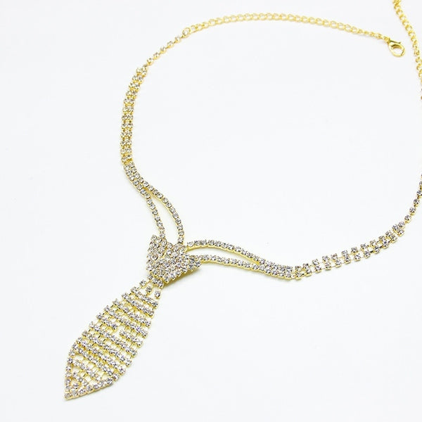 StoneFans Fashion Collar Jewelry Bride Rhinestone Tie Accessories Wedding Necklace Jewellery Statement Necklaces