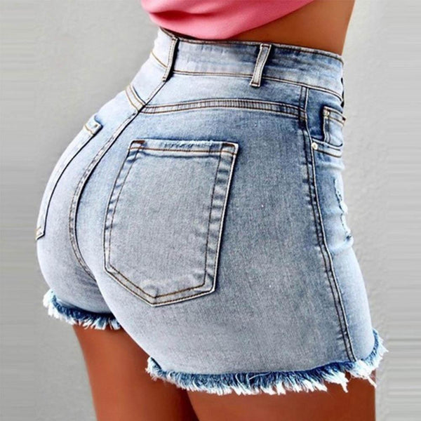 Summer Hot Shorts Jeans High Waist Jeans Short for Women Fringe Frayed Ripped Denim Hot Shorts pantalones vaqueros mujer