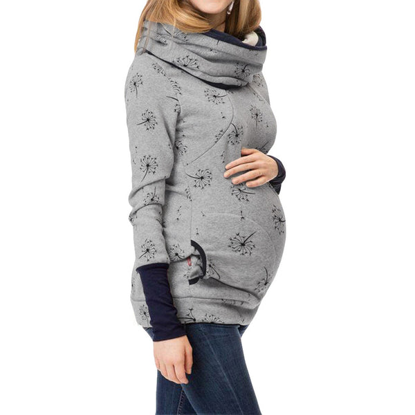 HGTE Maternity Nursing Hoodie Sweatshirt Winter Spring Pregnancy Clothes Pregnant Women Breastfeeding Sweater Shirts T Shirt Top