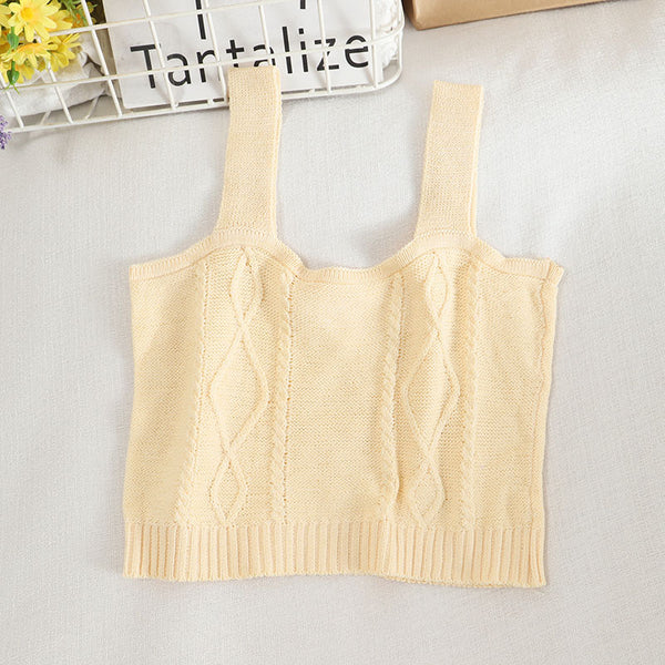 Women Floral Embroidery Tank Tops Cropped Female Chic Plain Cute Camisoles Ribbed Crop Top For Summer Vest Slim Knitted Top