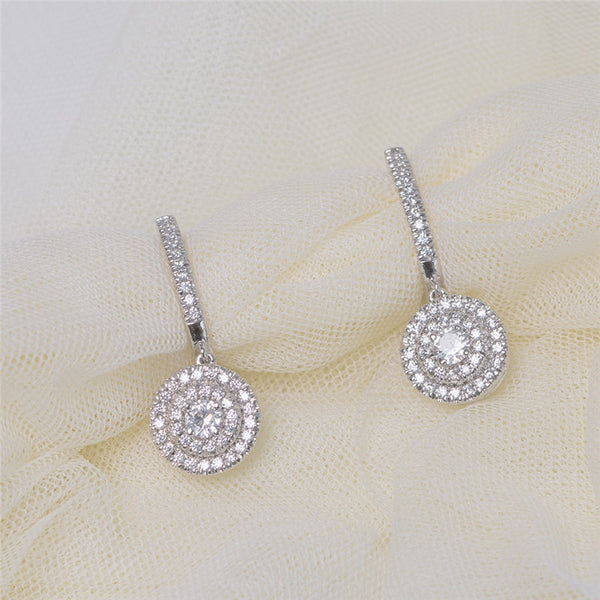 Huitan New Wedding Trend Eternity Earrings for Women Full Bling Cubic Zirconia Simple Elegant Lady's Accessories Classic Jewelry