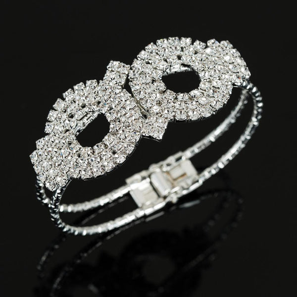 Fashion Gold Silver Color Rhinestones Cuff Bracelets Bangles Female Wedding Brand Charm Bracelet for Women Jewelry Gift