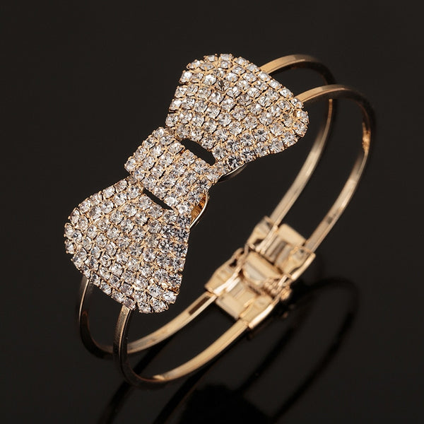 Fashion Gold Silver Color Rhinestones Cuff Bracelets Bangles Female Wedding Brand Charm Bracelet for Women Jewelry Gift