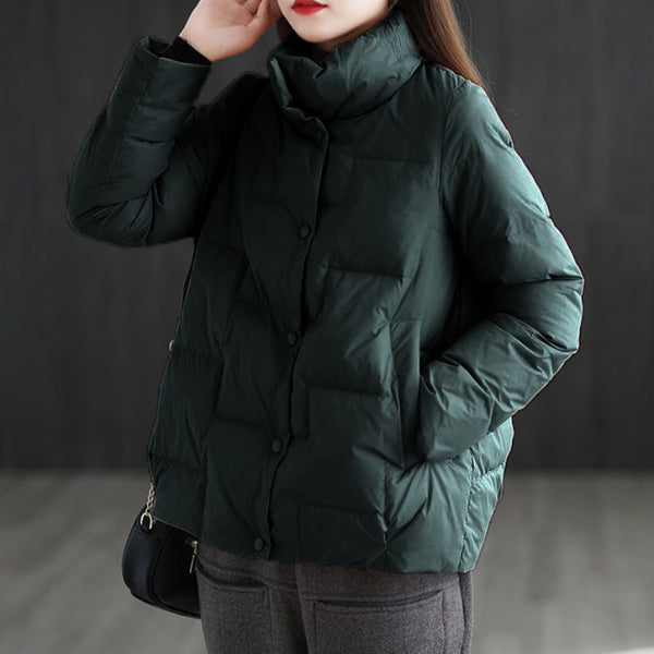 New Collar Solid Color Down Cotton-padded Jacket Women's Winter Loose Wild Short Coat Women's Clothing