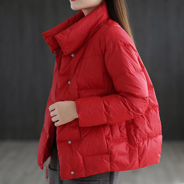New Collar Solid Color Down Cotton-padded Jacket Coat Women's Winter Loose Wild Short Coat Women's Clothing