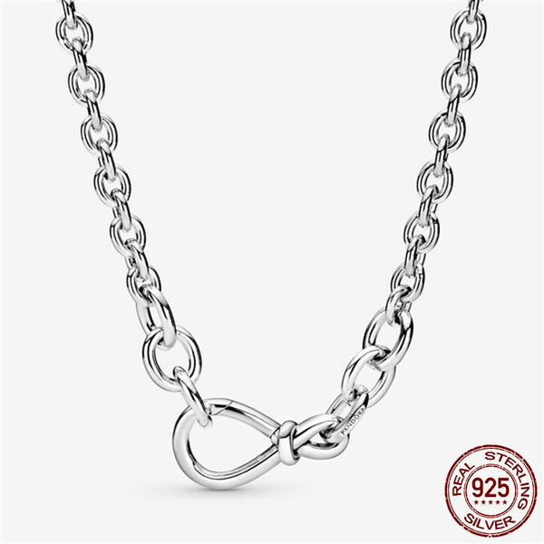 Hot Selling Original 925 Sterling Silver Necklace Fit Original Charm Fashion Infinity Knot  50CM For Women Jewelry Gift