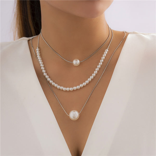 Ingemark Vintage Baroque Pearl Heart OT Buckle Pendant Necklace for Women Wedding Bridal Bead Chain Neck Accessories Jewelry New
