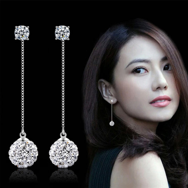 New Arrival Fashion Shambhala Crystal 925 Silver Needle Ladies Long Tassel Drop Earrings Jewelry Birthday Gift Women