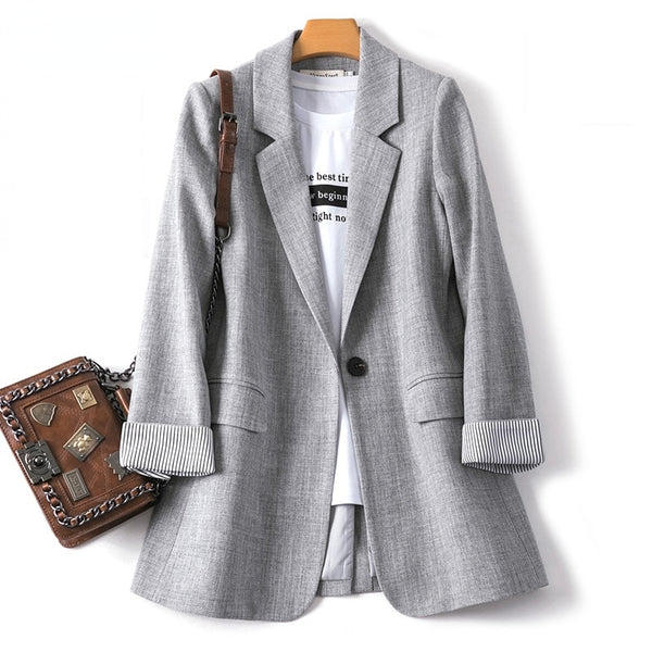 Ladies Long Sleeve Spring Casual Blazer New Fashion Business Suit Women Work Office Blazer Women Coats  Woman Jacket