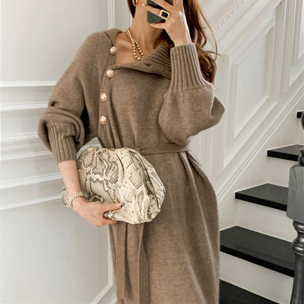 Summer Women Long Loose Knitted Sweater Dress Long Sleeve Elegant Slim Casual Chic Dresses Fashion Y2K Clothes