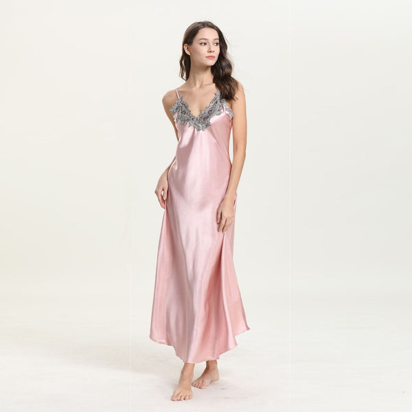 Women's Nightdress Lace Satin Nightgowns Sexy Lingerie Long Chemise Sleepwear