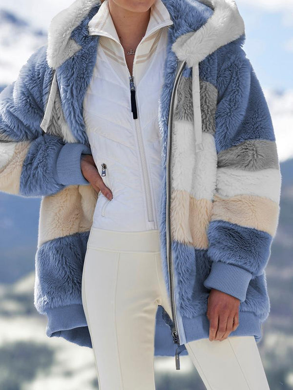 Women's Winter Coat Casual Teddy Jacket Warm Thick Fleece Faux Fur Coat Plush Female Plus Size Hooded Zipper Clothing