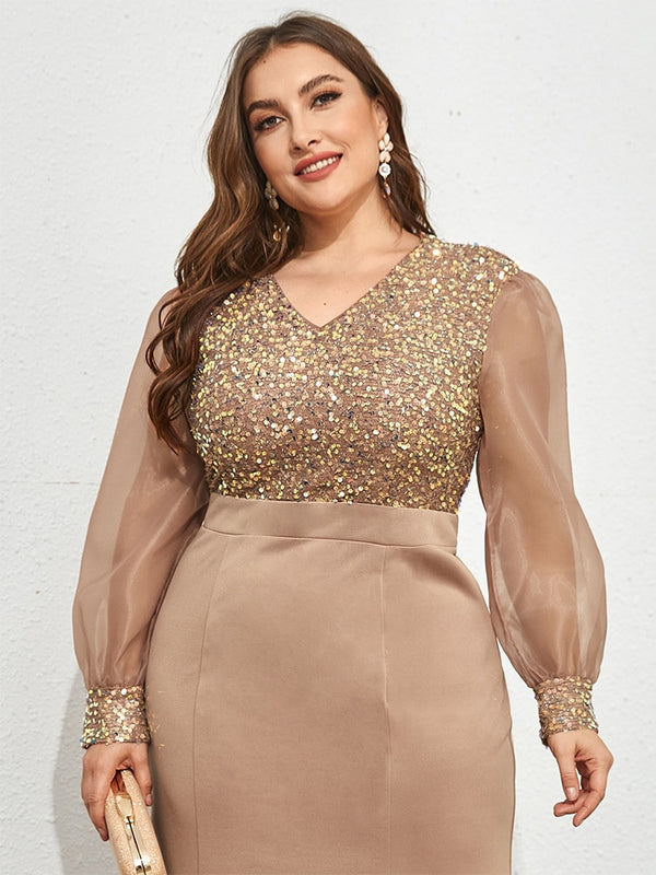 TOLEEN Plus Size Maxi Dress Large Spring Women Long Sleeve Luxury Chic Elegant Evening Party Wedding Festival Robe Clothing