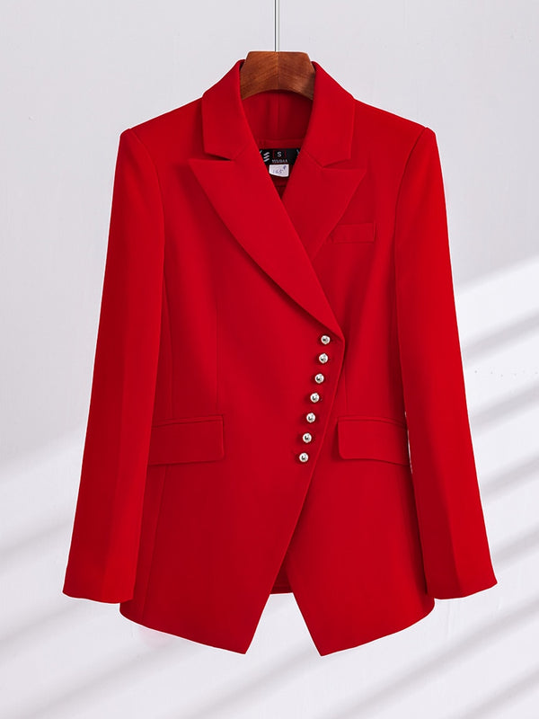 Autumn Winter Long Sleeve Women Formal Pant Suit Female Ladies Red Black Business Work Wear 2 Piece Set Blazer And Trouser