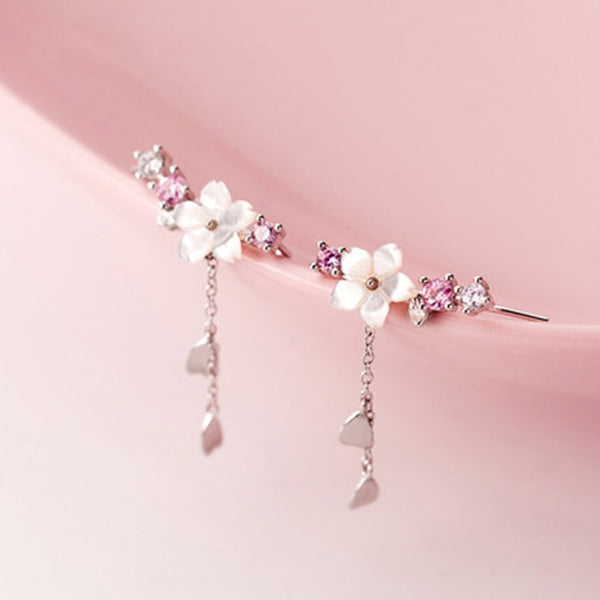 New Flower Bohemia Hanging Earrings Women Fashion Long Tassel Rhinestone Flowers Earring Female Wedding Party Jewelry Gift