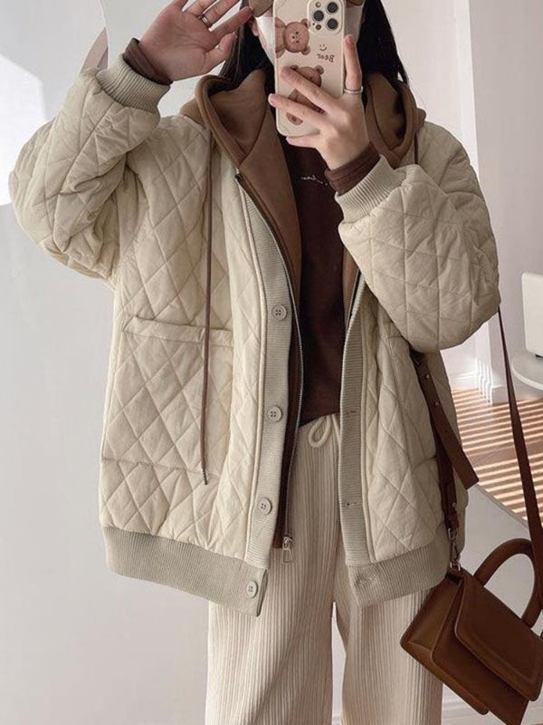Autumn Winter Thickened Cotton Padded Clothes Loose Hooded Padded Jacket Coats Winter Clothes Women Coat Parka