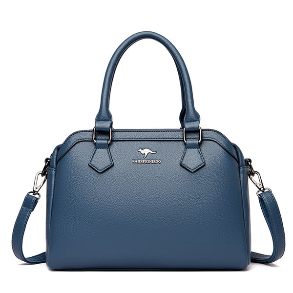 Multi-pocket Handbag Purses Genuine Cowhide Leather Shoulder Bag Luxury Designer Crossbody Messenger Sac Elegant Tote for Women