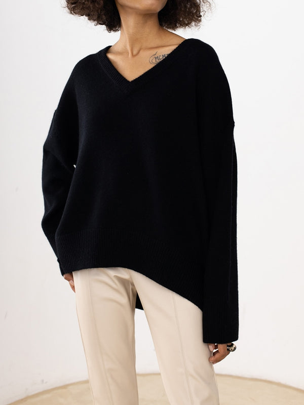 White Women's Sweater Oversize Pullover Winter V Neck Thick Warm Sweaters Womens Pullover Loose Sweaters For Women Autumn