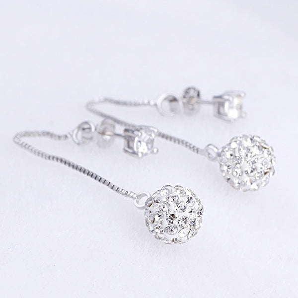 New Arrival Fashion Shambhala Crystal 925 Silver Needle Ladies Long Tassel Drop Earrings Jewelry Birthday Gift Women