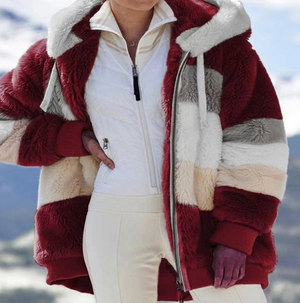 Women's Winter Coat Casual Teddy Jacket Warm Thick Fleece Faux Fur Coat Plush Female Plus Size Hooded Zipper Clothing