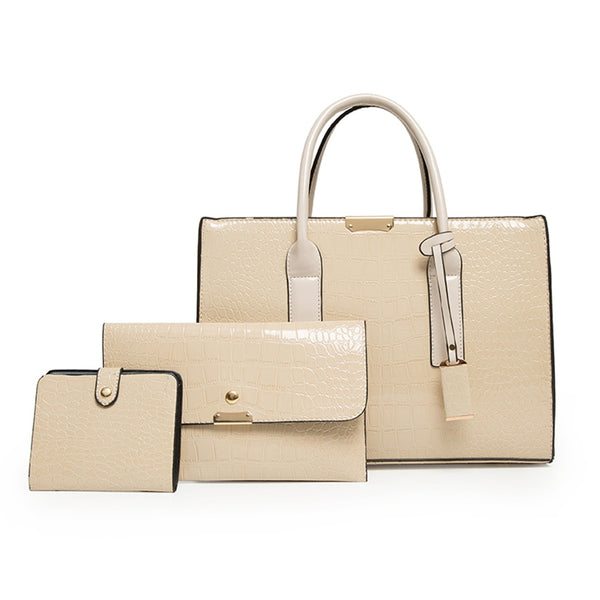 Fashion Patent Leather 3 Sets Messenger Bags Crocodile Female Crossbody Shoulder Handbags for Ladies High Quality Sack