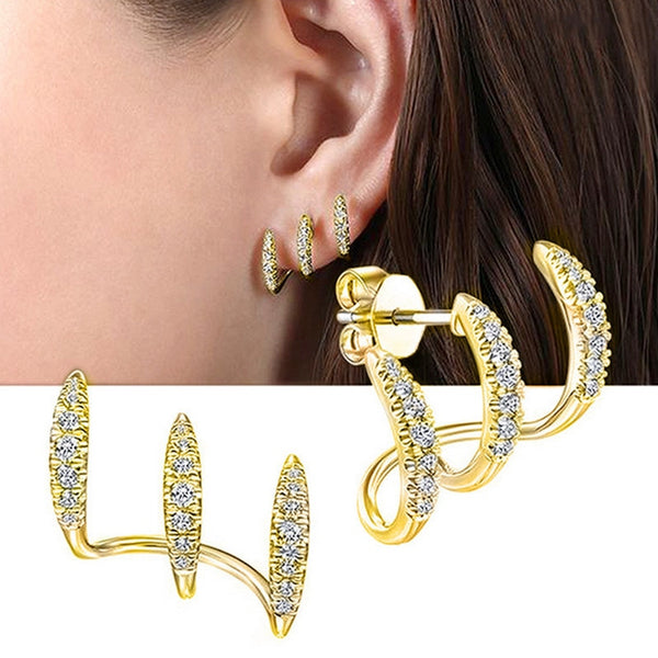 Coconal Silver Color Claws Stud Earring with Crystal Zircon Stone Modern Design Fashion Versatile Accessories Women Jewelry Gift