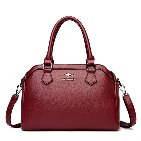 Multi-pocket Handbag Purses Genuine Cowhide Leather Shoulder Bag Luxury Designer Crossbody Messenger Sac Elegant Tote for Women