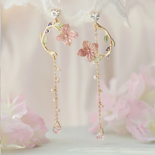 New Flower Bohemia Hanging Earrings Women Fashion Long Tassel Rhinestone Flowers Earring Female Wedding Party Jewelry Gift